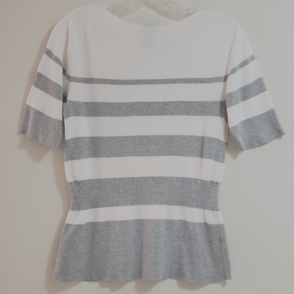 Ann Taylor Sweater, Grey/White, Sz S - Picture 2 of 5